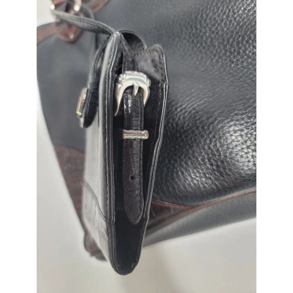 Brighton Black Pebbled Leather Purse Handbag Hobo 2 Compartments Heart w/Case